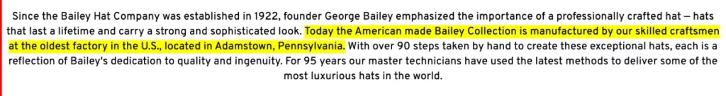 Bailey hats made in usa