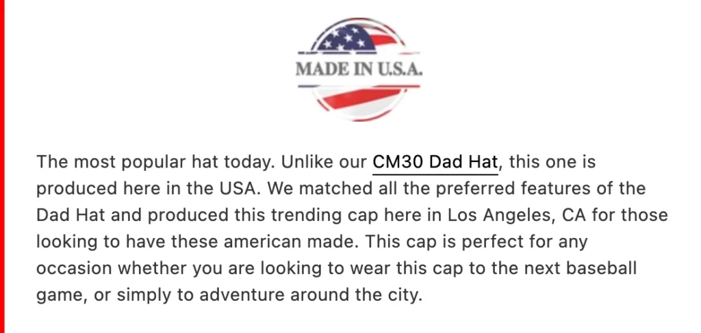 Cali hat made in usa